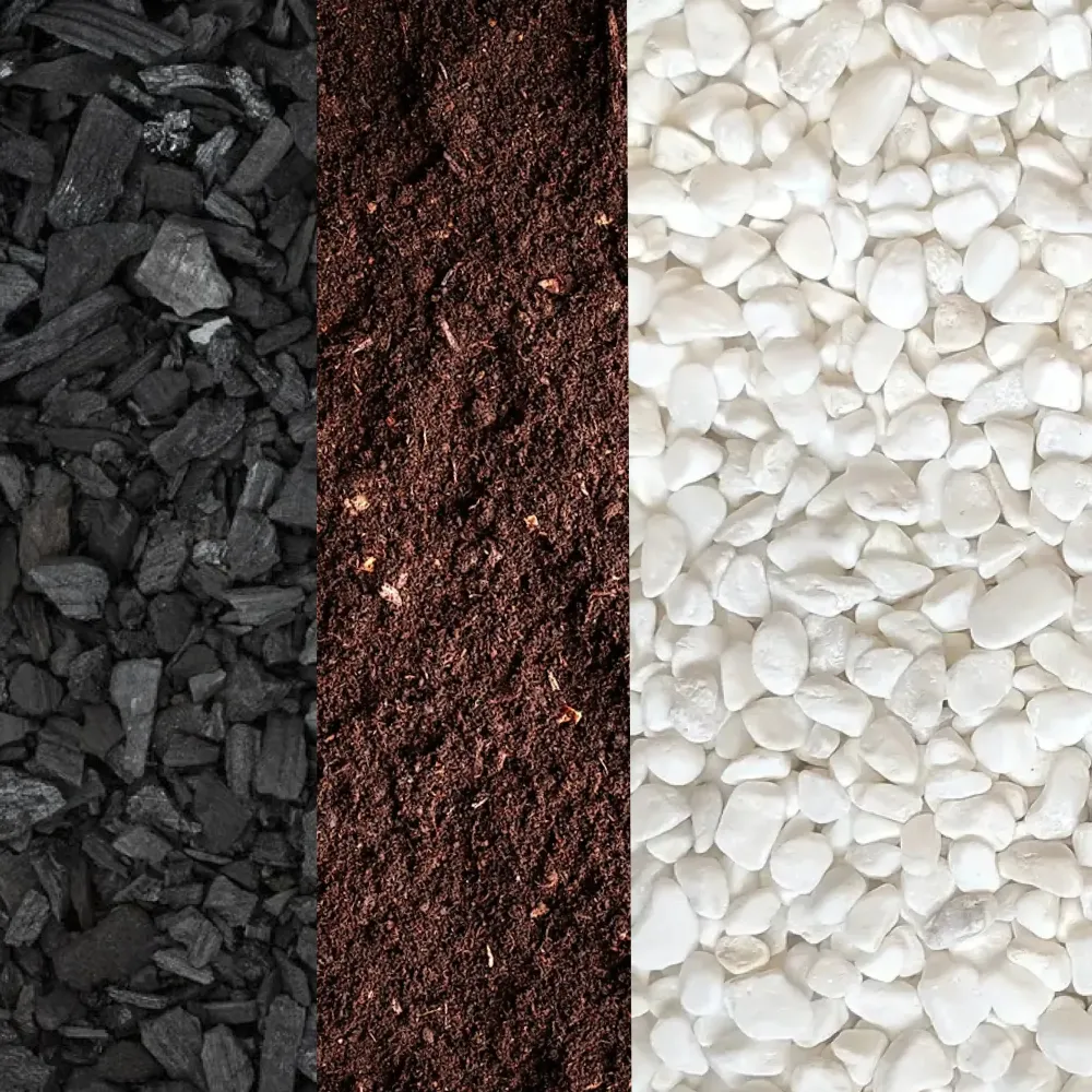 Terrarium-Mix für Glasgefäße: Kies, Erde, Aktivkohle