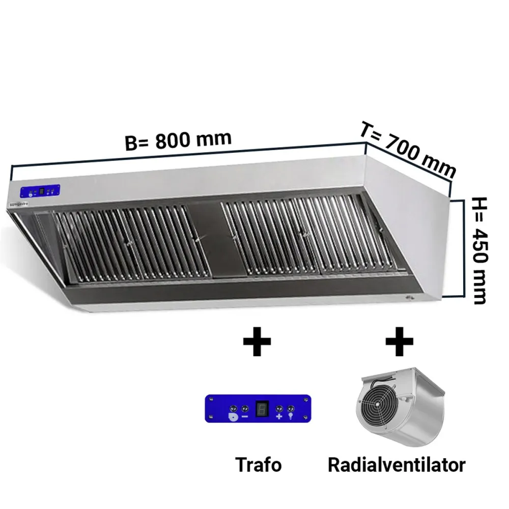 Wandhaube - 800mm - mit Motor, Regler, Filter & Lampe kompatibel mit Siemens LC97RA540
