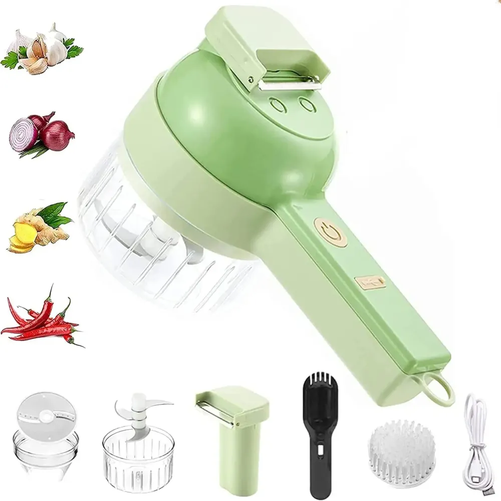 4--1 Elektrischer Kräutermühle & Gemüseschneider – Kabelloser Mini-Zerkleinerer für Petersilie, Knoblauch, Zwiebeln & Chil...
