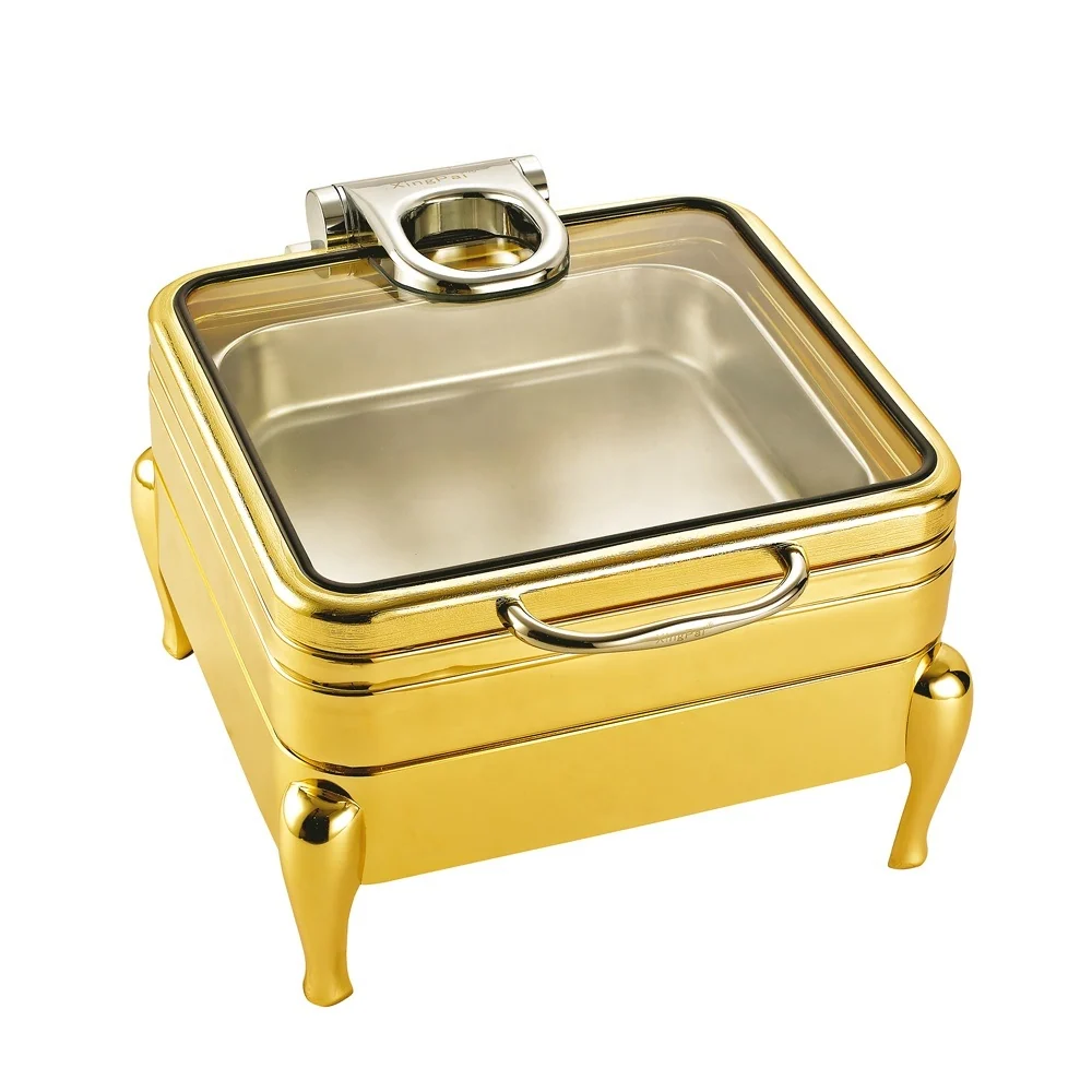 6L elektrischer Luxus-Chafing-Dish Goldoptik, Hotel-Chafing-Dish, Buffet-Speisenwärmer für Catering