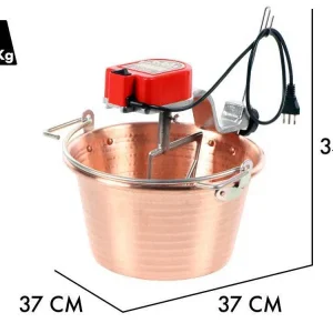 NuovaFac Cuoca Automatica - Elektrischer Induktions-Rührtopf aus gehämmertem Kupfer - 9l - 5W mit Dampfgarfunktion und Timer