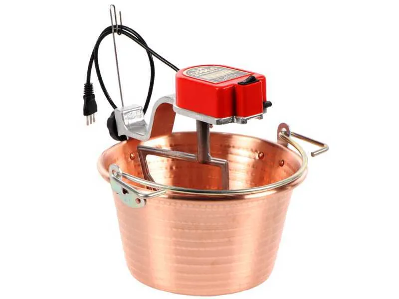 NuovaFac Cuoca Automatica - Elektrischer Induktions-Rührtopf aus gehämmertem Kupfer - 9l - 5W mit Dampfgarfunktion und Timer