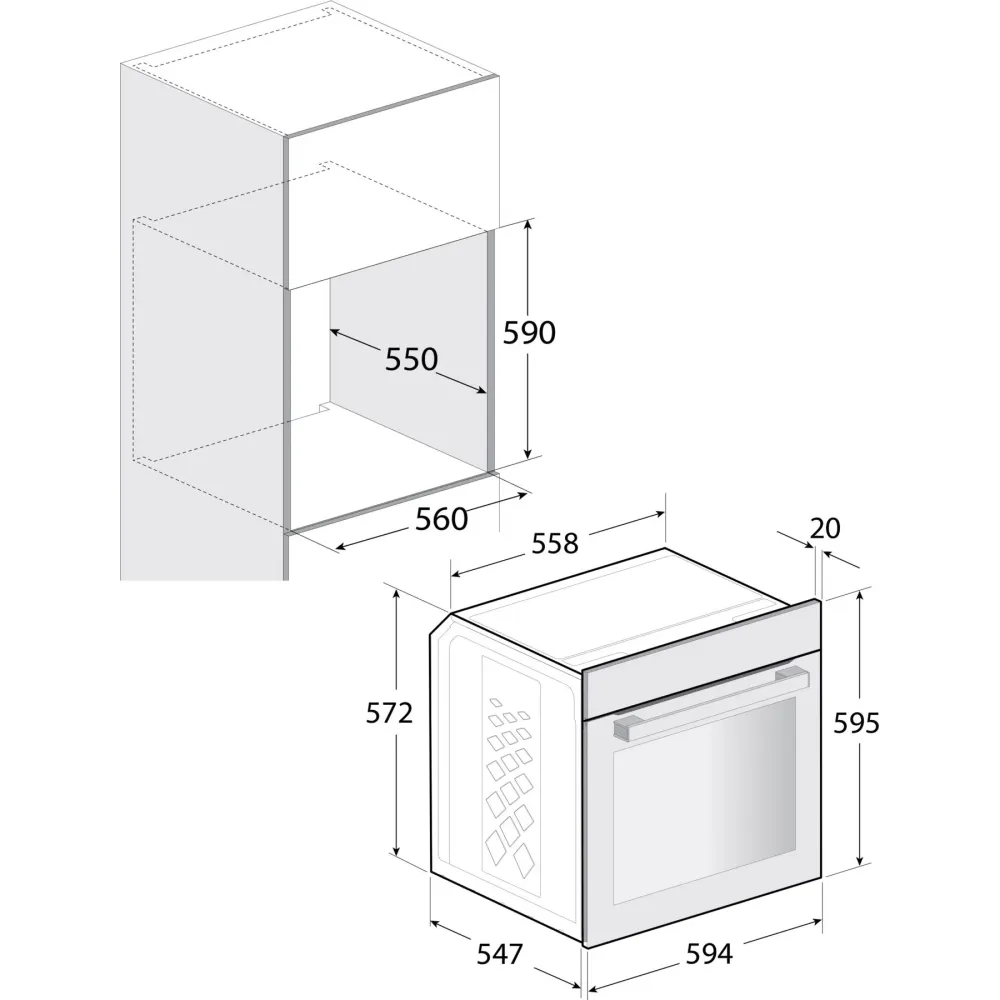 Beko Einbau-Backofen BBIM110N1X Hydrolyse Heißluft Sologerät 66 Liter