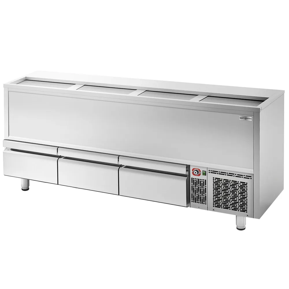 Flaschenkühltruhe - Edelstahl - 620 Liter - mit 3 Schubladen